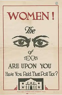 A copy of a poster from women's suffrage organizations in Texas