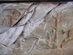 Buck hunting scene (detail).