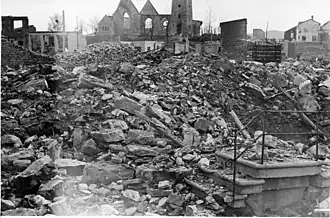View of the ruins of the old church (1940)