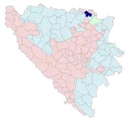Location of Šamac within Bosnia and Herzegovina