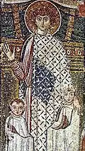 St George (previously identified as St Demetrius) with children: one of the few mosaics that escaped destruction from the iconoclasts