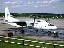 Start up of Antonov An-24 turboprop engines at high air temperature.
