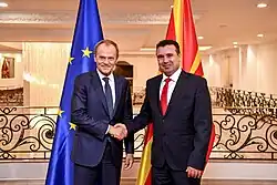 Tusk with Macedonian Prime Minister Zoran Zaev in Skopje, September 2019