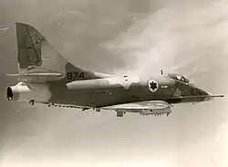An A-4H/N Skyhawk Ayit of the 140 Squadron "Golden Eagle" of Etzion Airbase around 1973