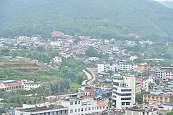 Skyline of Wanding - Pang Hseng, the town of Pang Hseng is on the upper left of the image.