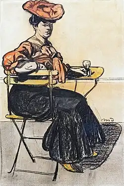Femme attablée au café (c. 1908).
