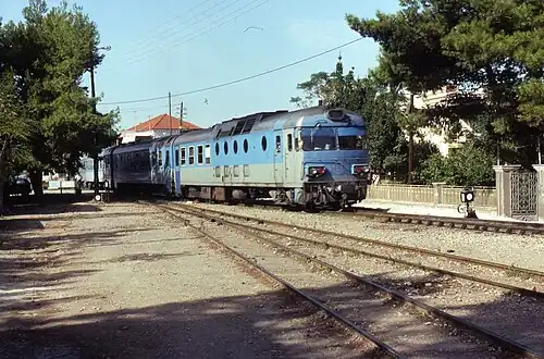 Diakopto station in 1992 (metric gauge line no longer in use).