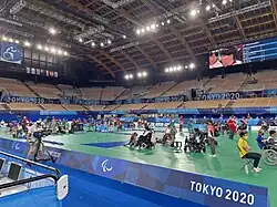 Boccia stadium with matches being played