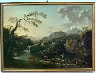 Hans de Jode 1657 - Landscape with waterfall - Castelvecchio Verona, stolen 2015