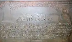 Modern inscription of the Roman bridge