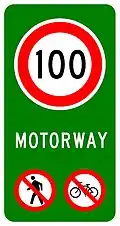 Motorway Begins (100 km/h speed limit)