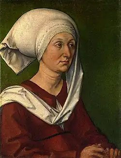 Portrait of Dürer’s Mother Barbara, née Holper, 1490, oil on fir wood, 47.2&nbsp;×&nbsp;35.7&nbsp;cm, Germanisches Nationalmuseum Nuremberg (Gm 1160)