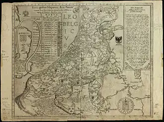 Leo Belgicus by Aitsinger/Hogenberg, 1583