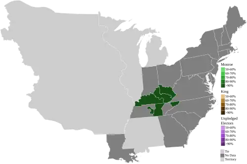 Map of presidential election results by electoral district, shaded according to the vote share of the highest result for an elector of any given candidate. Electoral boundaries for Maryland and most of Tennessee could not be found
