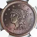 Braided Hair large cent, 1850