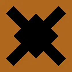 Division insignia: a black windmill symbol on a brown background