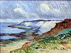 Carl Arp Küstenlandschaft auf Sylt (Morsumkliff) 1905, Oil on canvas 475&nbsp;cm ×&nbsp;59.5&nbsp;cm (187&nbsp;in ×&nbsp;23+1⁄2&nbsp;in), Museumsberg Flensburg