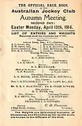1914 AJC Champagne Stakes page showing raceday officials
