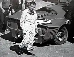 Nino Vaccarella walks away from his damaged Ferrari 330 P4 at Collesano during the Targa Florio on 14 May 1967.
