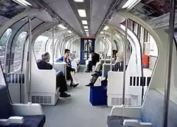 Inside the blue prototype when on public display at Woodford station.