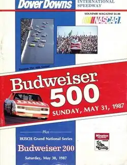 The 1987 Budweiser 500 program cover.