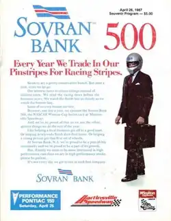 The 1987 Sovran Bank 500 program cover.