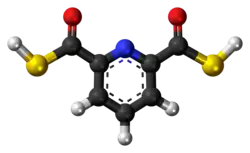 Ball-and-stick model of the 2,6-pyridinedicarbothioic acid molecule