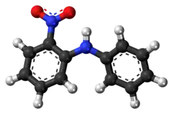 Ball-and-stick model of the 2-nitrodiphenylamine molecule