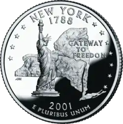 New York quarter dollar coin