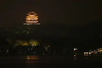 Temple of the Chenghuangshen (City God) of Hangzhou, by night, in Wushan, Xihu