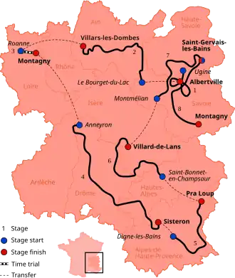 The route of the 2015 Critérium du Dauphiné