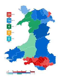 Map of constituencies by winner vote share