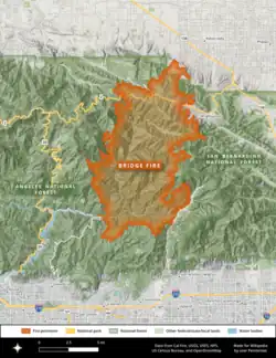 The area burned in the Bridge Fire