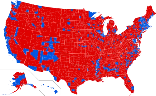Results by county, shaded by winner.[j]