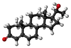 Ball-and-stick model of the 20α-dihydroprogesterone molecule