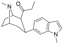 Indolyl[21] cf. the Tamagnan series of phenyltropanes for examples with a methylene unit spacer breaking up the indole.