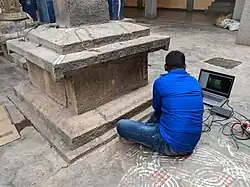 3D scanning of the Yelahanka 1440 CE Hanumanta Devara Garudakamba inscription