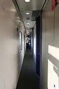 Passenger corridor of a ÖBB Nightjet WLBmz-type Doppelstockschlafwagen