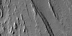 Close view of yardangs from a previous image, as seen by HiRISE under HiWish program