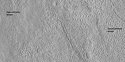 Open and closed brain terrain with labels, as seen by HiRISE under HiWish program