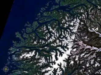 Satellite view of Romsdal, Sunnmøre and Nordfjord.