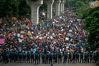 Students launching the Bangla blockade during the Student–People's uprising, 6 July 2024.