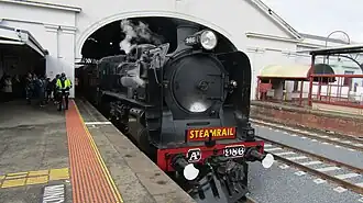 Steam train at Ballarat, operated by non-profit preservation group Steamrail Victoria