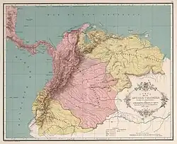 Map covering modern Panama, Ecuador, Colombia, Venezuela