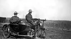 Members of the Alberta Provincial Police in Canada with an MP 18 and Lewis gun (1920s)