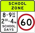 (R4-V105) 60&nbsp;km/h Speed Limit School Zone (used in Victoria)