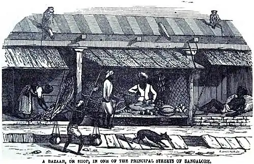 A Bazar, or Shop, in One of the Principal Streets of Bangalore (p.&nbsp;97, 1856)[18]