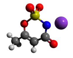 Ball-and-stick model of acesulfame potassium