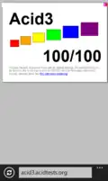 Acid3 shown on Internet Explorer Mobile v9.0