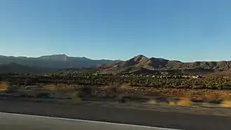 View of Acton and the surrounding valley from Route 14, with Mt. Gleason and the San Gabriel Mountains in the background
